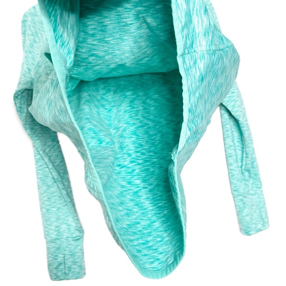 90 Degree Activewear Turquoise Marled Hoodie Thumbhole Pockets Drawstring - Picture 8 of 16